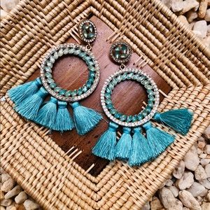 Tassel Rhinestone Hoops